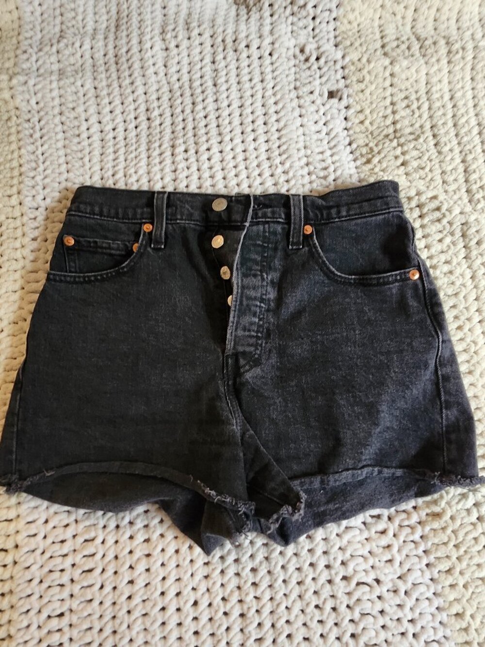 Black Levi Ribcage Shorts